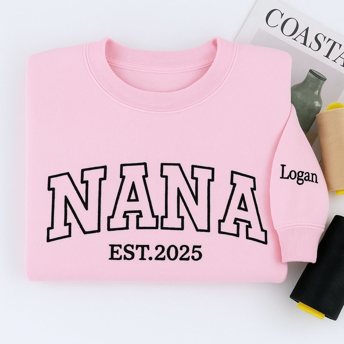 Grandma EST Year Custom Embroidered Hoodie - Personalized Nana Sweatshirt - Mother's Day Gift