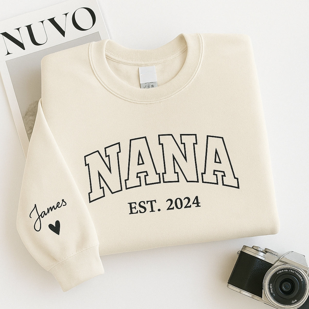 Grandma EST Year Custom Embroidered Hoodie - Personalized Nana Sweatshirt - Mother's Day Gift