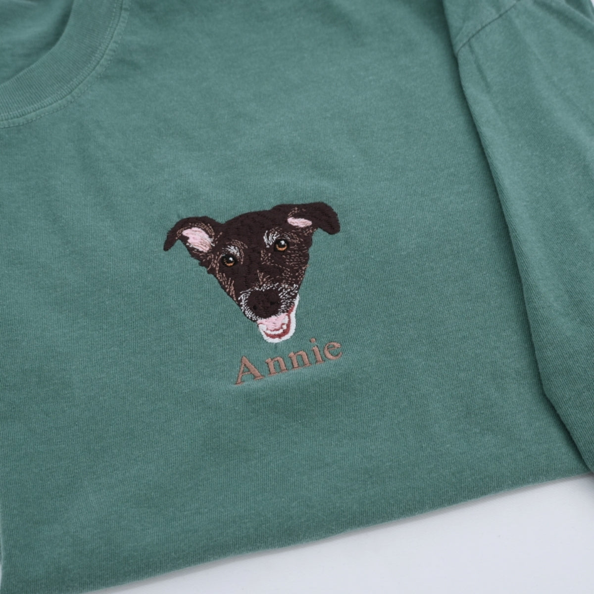 Custom Dog Portrait Embroidered T-Shirt - Personalized Dog Face Shirt - Pet Memorial Gift