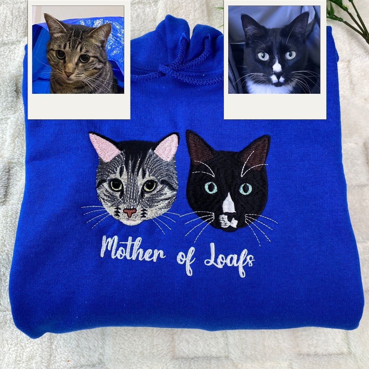Custom Embroidered Cat Hoodie - Personalized Pet Face Sweatshirt from Photo - Gift for Cat Owners