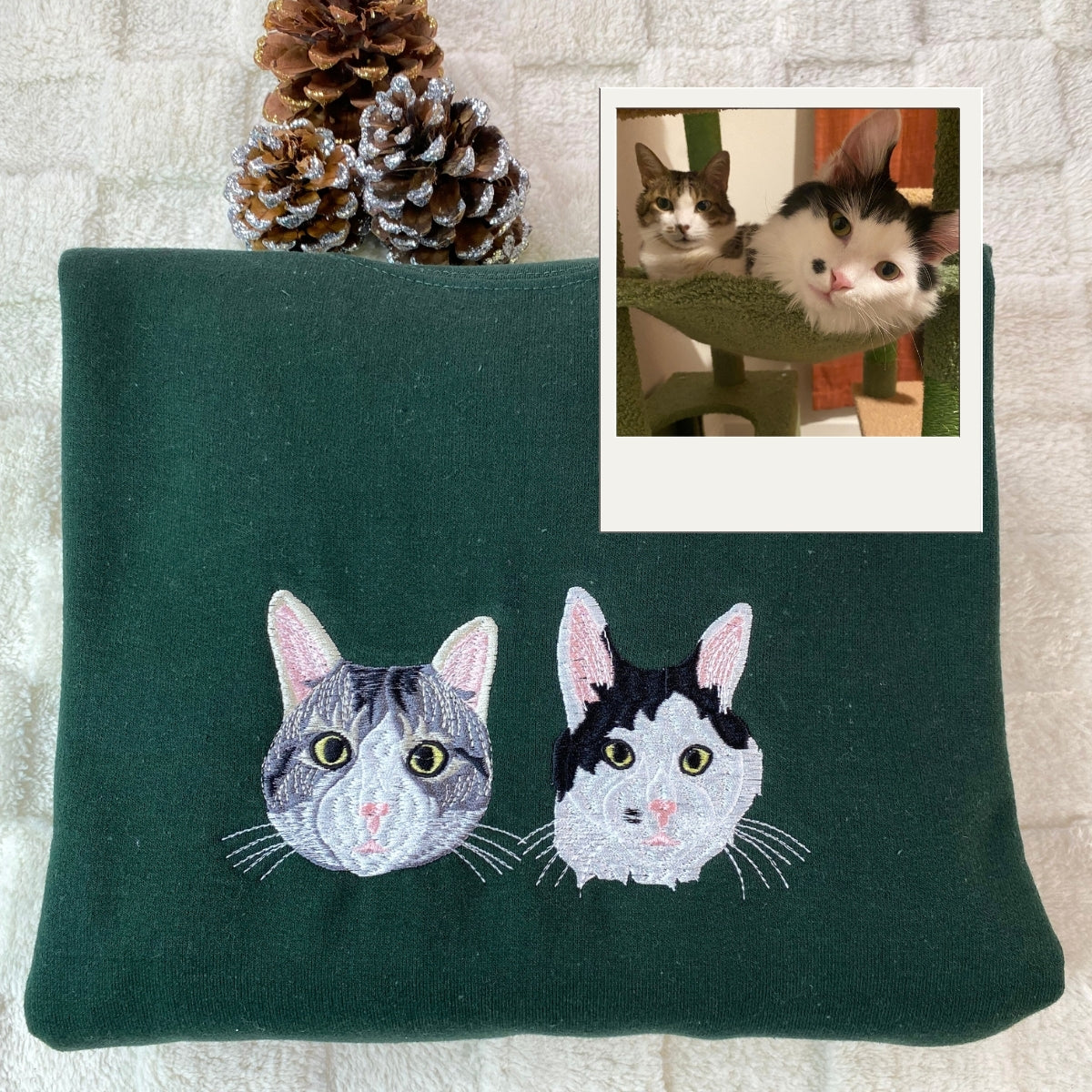 Custom Embroidered Cat Hoodie - Personalized Pet Face Sweatshirt from Photo - Gift for Cat Owners